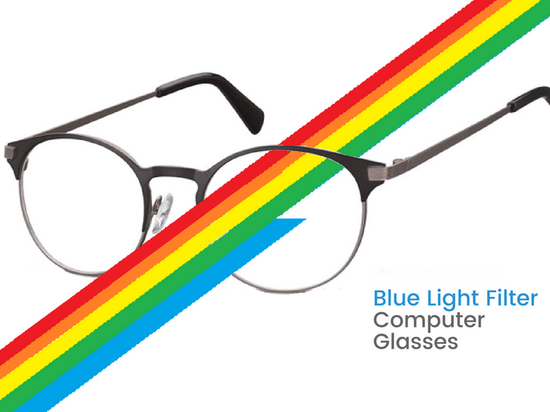 Ready-made computer glasses with blue light filter lenses